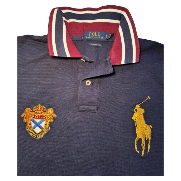 Polo Ralph Lauren Navy Crest Logo Big Pony Polo Shirt – Size L ✨ - Picture 4 of 5